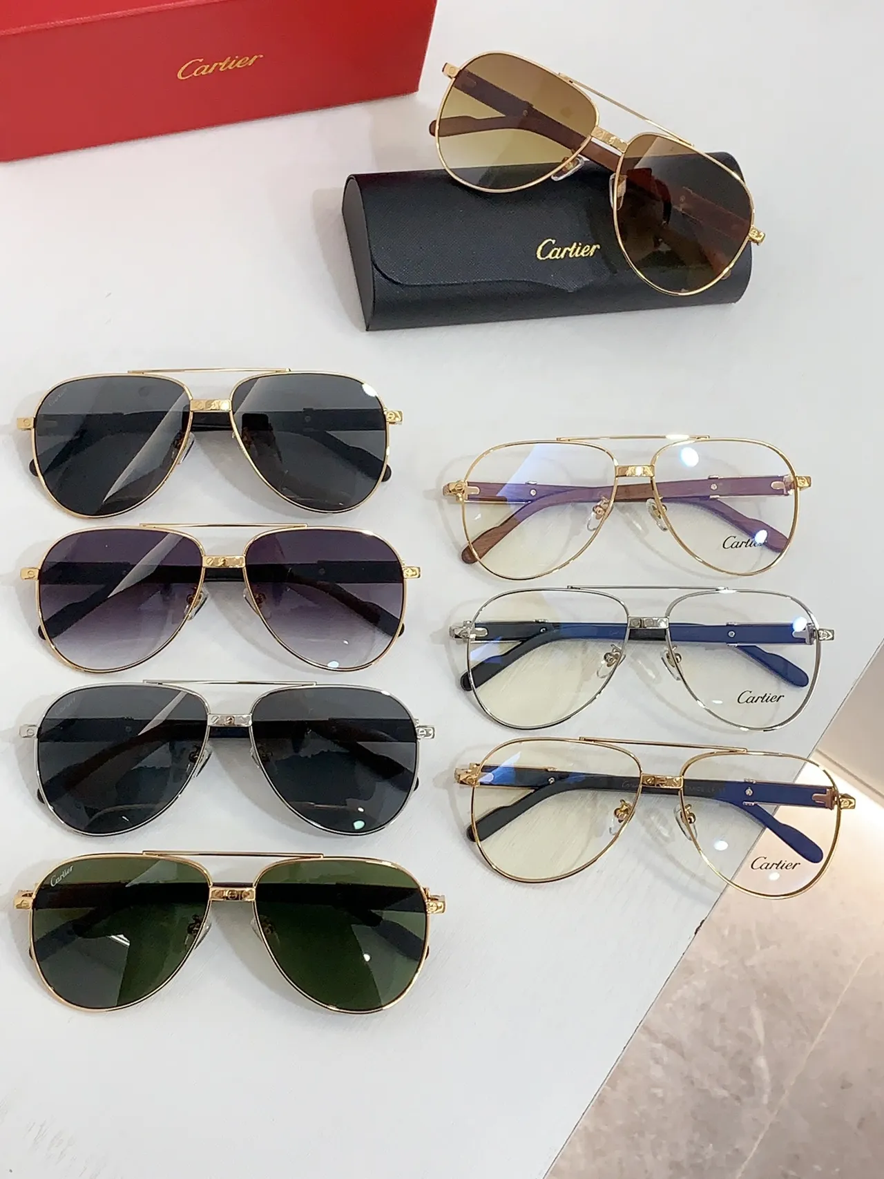 Cartier Lunettes de Soleil Style Aviateur Doré Gradient Marron 2