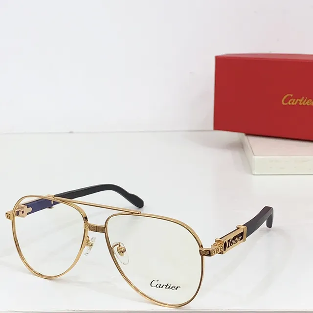 Cartier Lunettes de Soleil Style Aviateur Doré Gradient Marron 5