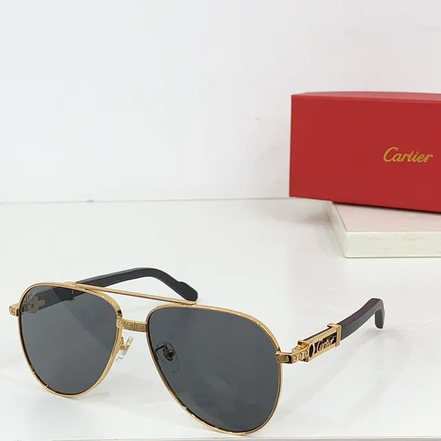 Cartier Lunettes de Soleil Style Aviateur Doré Gradient Marron 6
