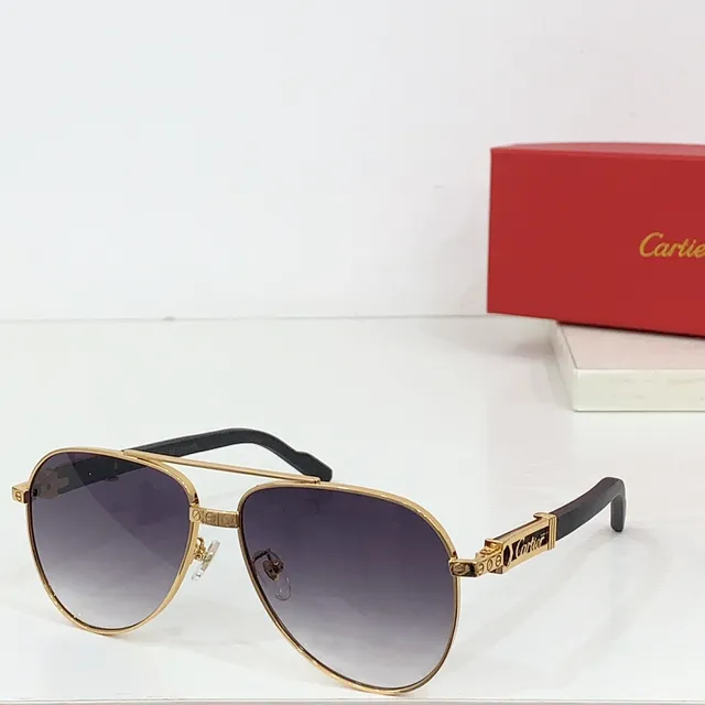 Cartier Lunettes de Soleil Style Aviateur Doré Gradient Marron 7