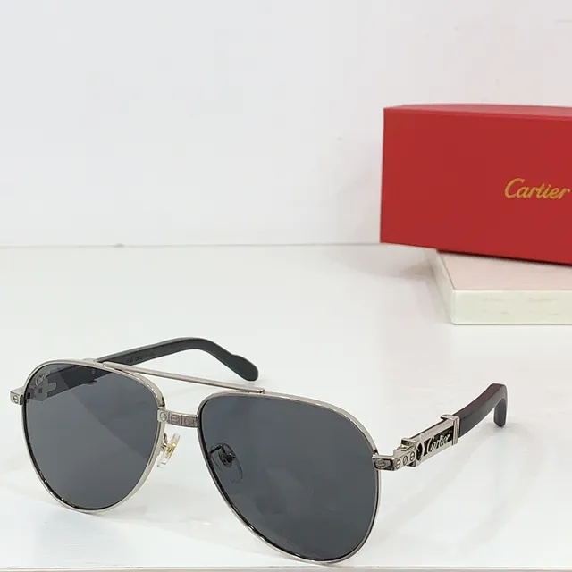 Cartier Lunettes de Soleil Style Aviateur Doré Gradient Marron 8