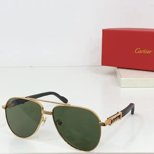 Cartier Lunettes de Soleil Style Aviateur Doré Gradient Marron 9