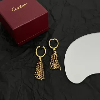 Cartier সোনালী হুপ মণির ঝালর কানের দুল