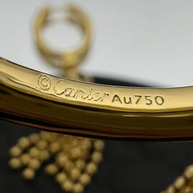 Cartier Brincos de aro dourados com borla de contas 2