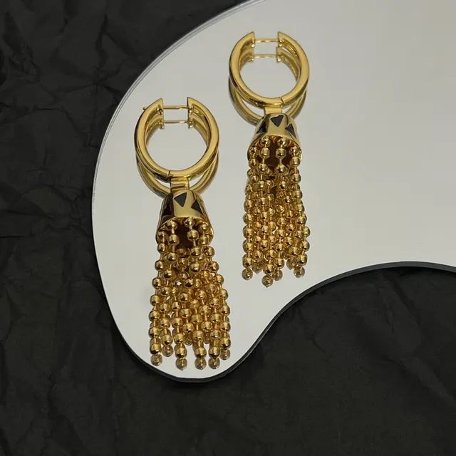 Cartier Brincos de aro dourados com borla de contas 3