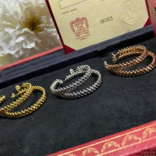 Cartier সোনা রুপো মোচড়ানো দড়ির গঠন হিঞ্জযুক্ত গোলকার কানের দুল