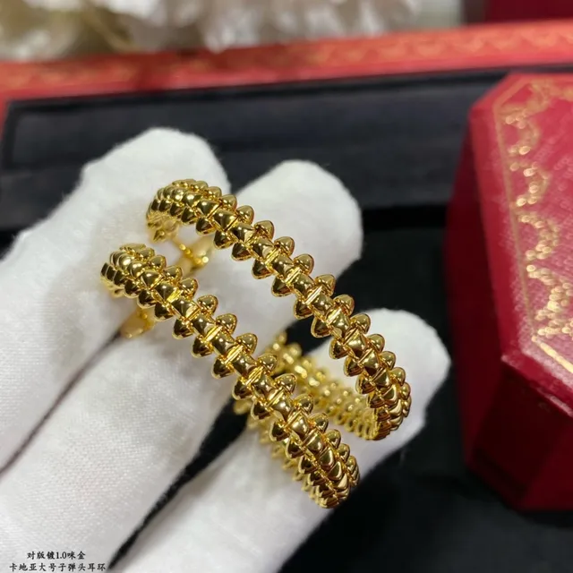 Cartier Ouro Prata Textura de corda retorcida Aros com bisagra 2