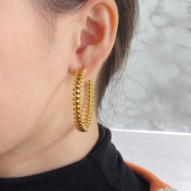 Cartier Ouro Prata Textura de corda retorcida Aros com bisagra 9