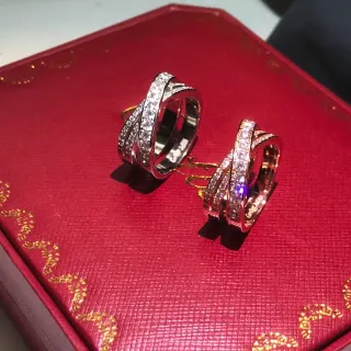 Cartier Juste un Clou مزدوج Interlocking Pavé خاتم