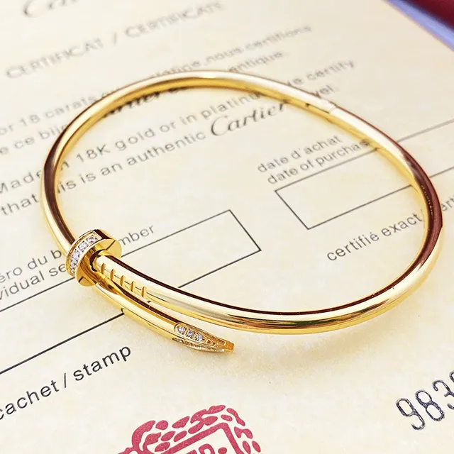 Cartier Juste un Clou ذهب فضة نقشة مسمار سوار أنبوبي 4