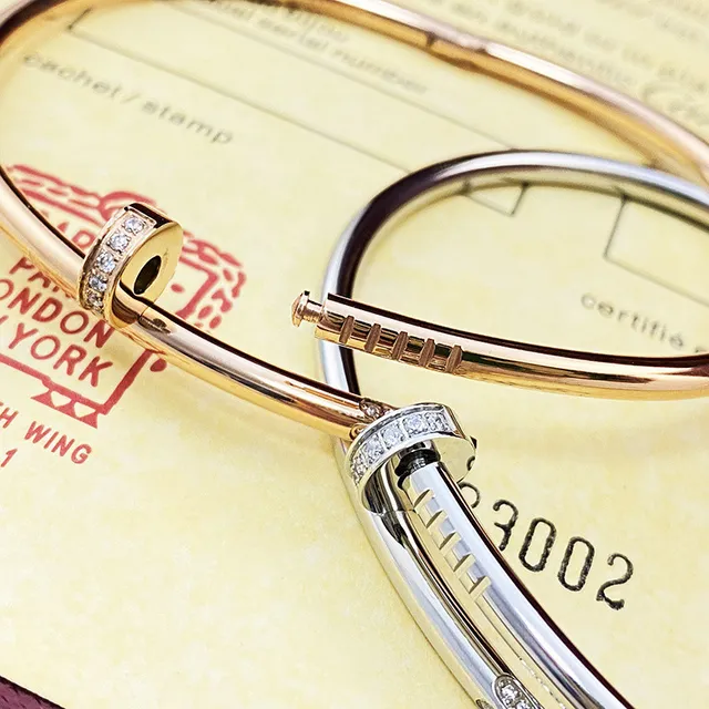 Cartier Juste un Clou ذهب فضة نقشة مسمار سوار أنبوبي 6