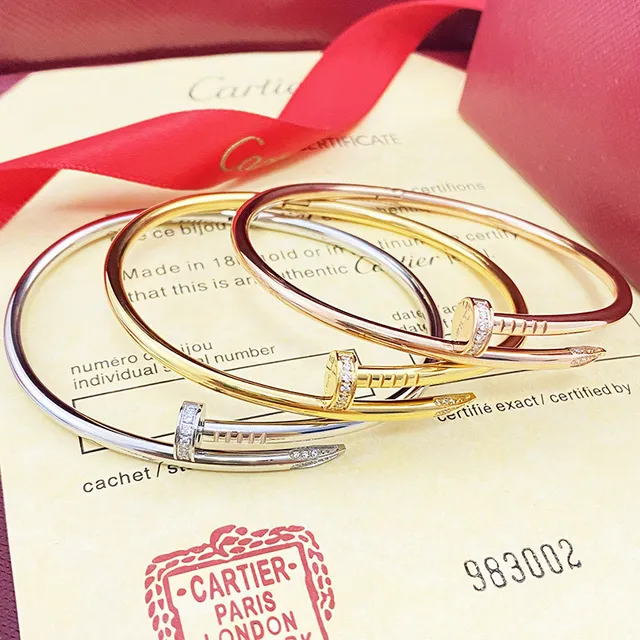 Cartier Juste un Clou ذهب فضة نقشة مسمار سوار أنبوبي 7