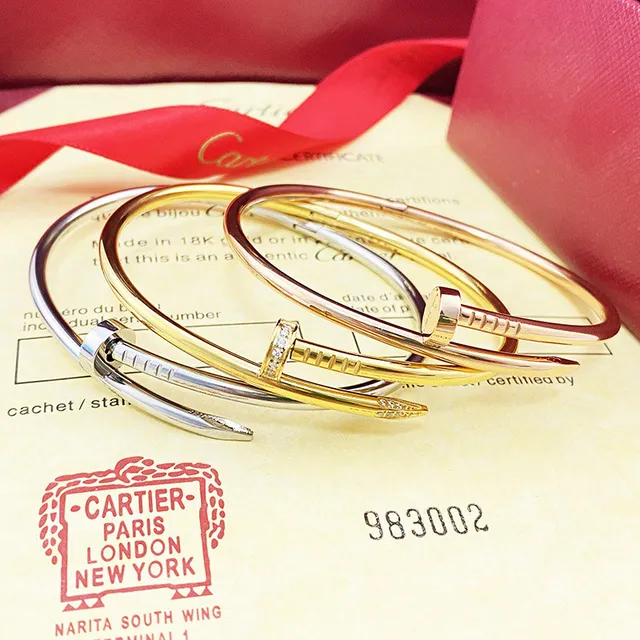 Cartier Juste un Clou ذهب فضة نقشة مسمار سوار أنبوبي 9