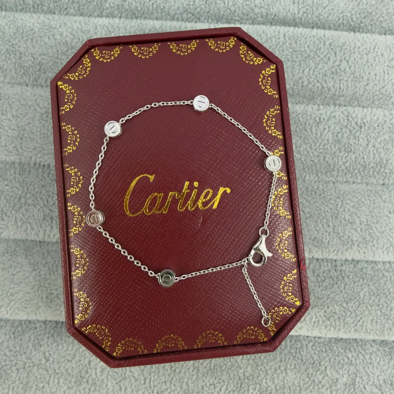 Cartier Juste un Clou Silver Gold Chain-Link Circular Bezel Motifs Bracelet 4