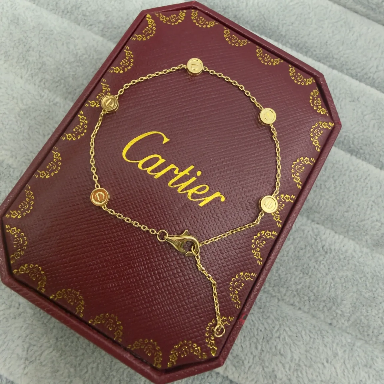 Cartier Juste un Clou Silver Gold Chain-Link Circular Bezel Motifs Bracelet 6