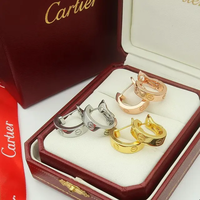 Cartier Love Aretes Bisagra Banda Doble Motivo Tornillo 7