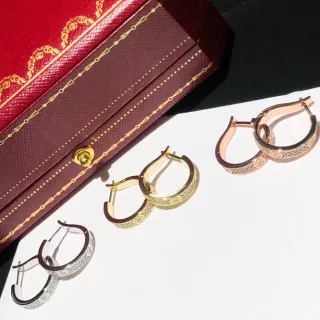 Cartier Love Hoop ذهب فضة سيليويت Pavé-Set حجر أقراط