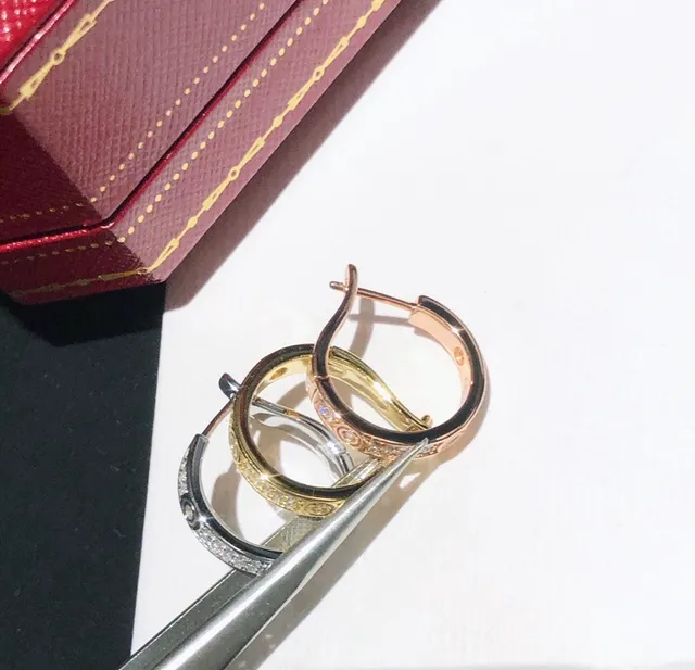 Cartier Love Hoop Gold Silver Silhouette Pavé-Set Stones Earrings 4