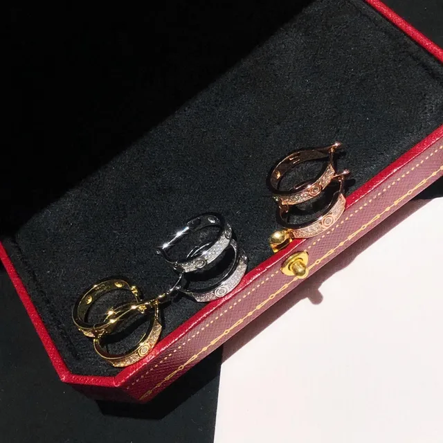 Cartier Love Hoop Gold Silver Silhouette Pavé-Set Stones Earrings 9