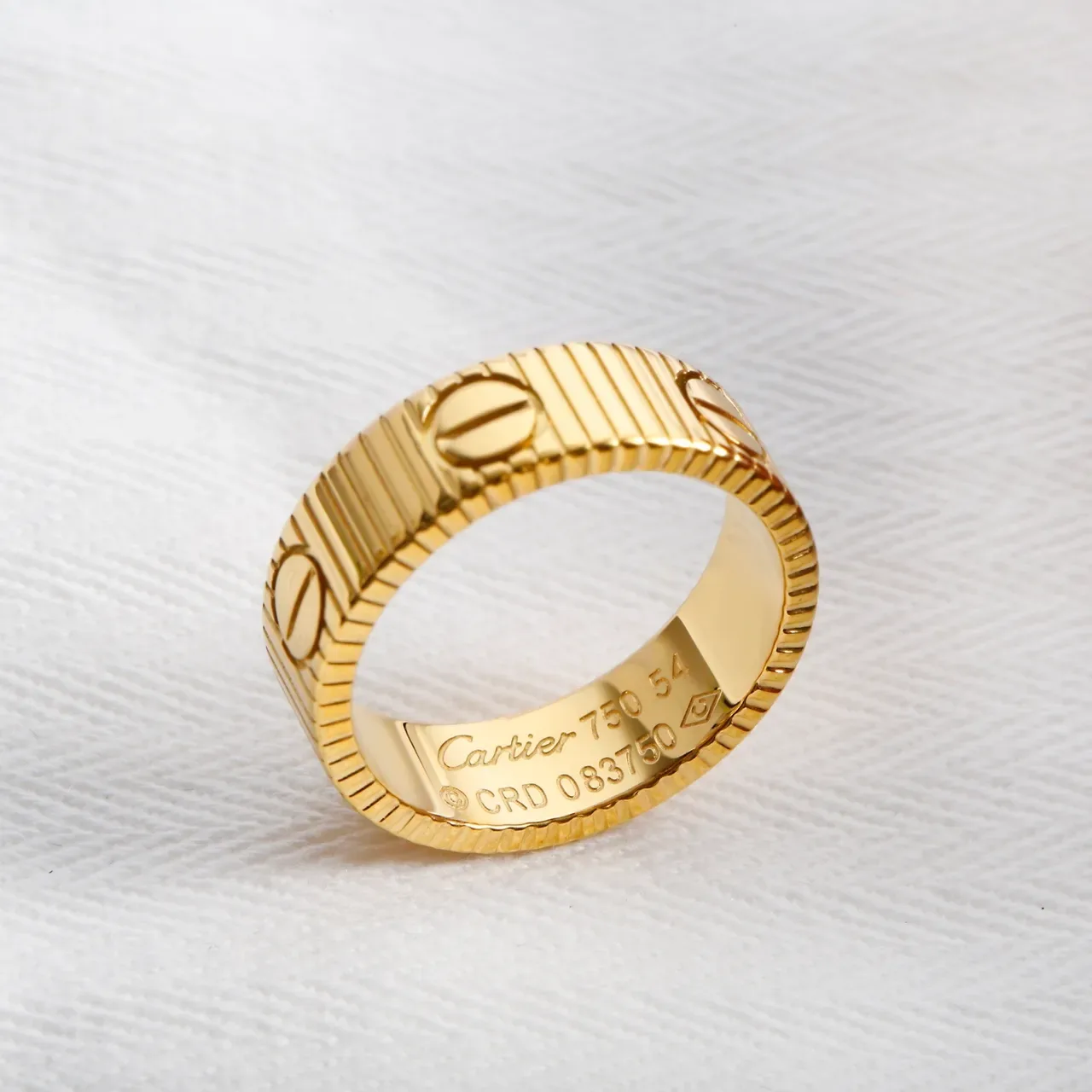 Cartier Love গোল্ড ফ্লুটেড স্ক্রু মোটিফ রিং 5