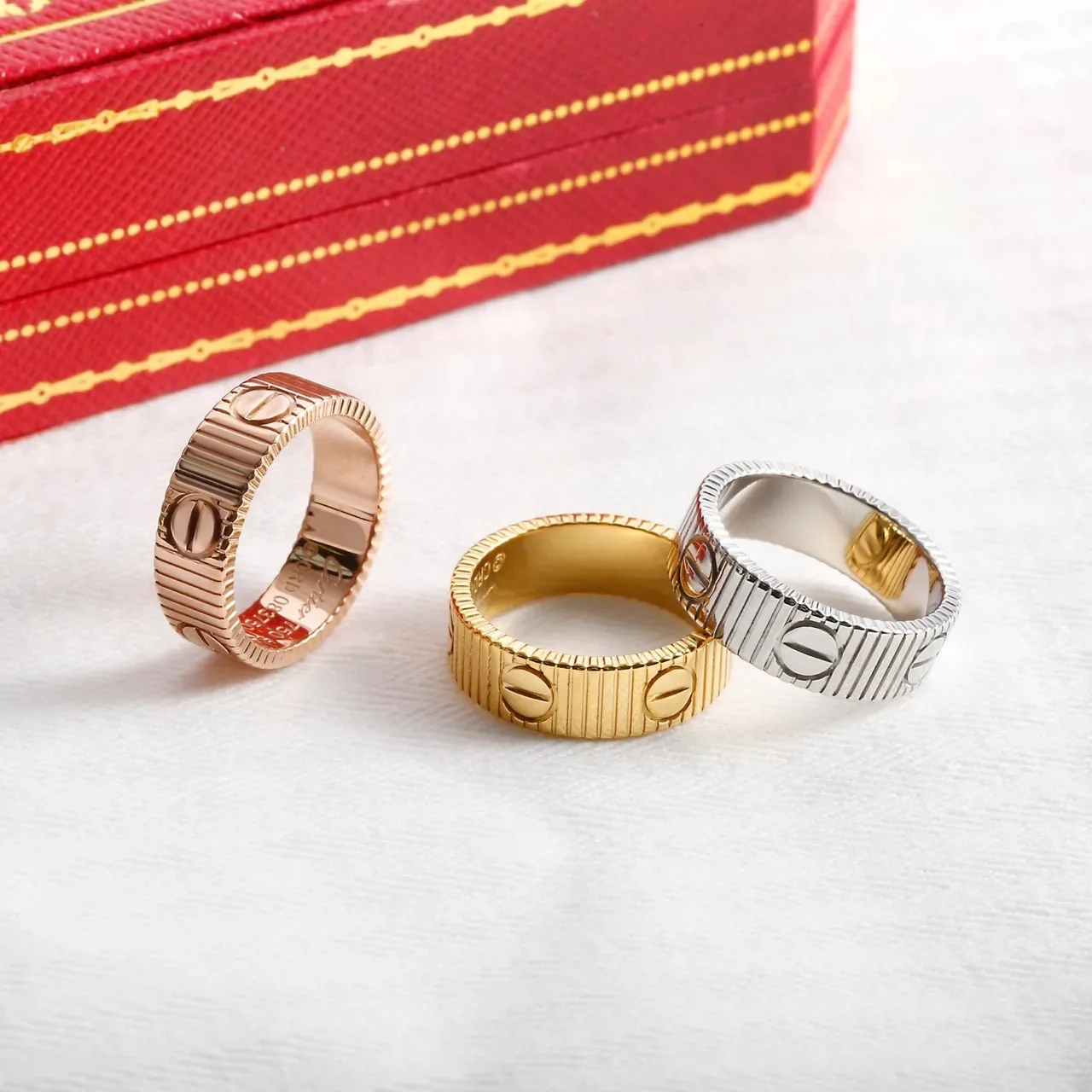 Anel Cartier Love Ouro Rosa Amarelo Branco 4