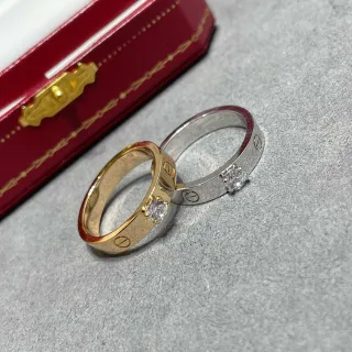 Cartier Love Ring Yellow Gold and White Gold Single Stone Rings