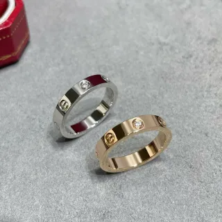 Cartier Love Silver Gold Flat-Profile Band Screw Motif Detailing Ring