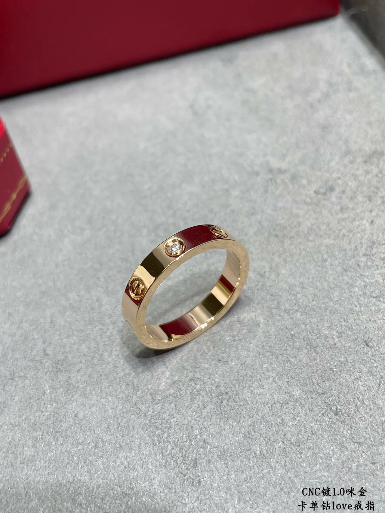 Cartier Love فضي ذهبي Flat-Profile نطاق مسمار نمط تفاصيل خاتم 7
