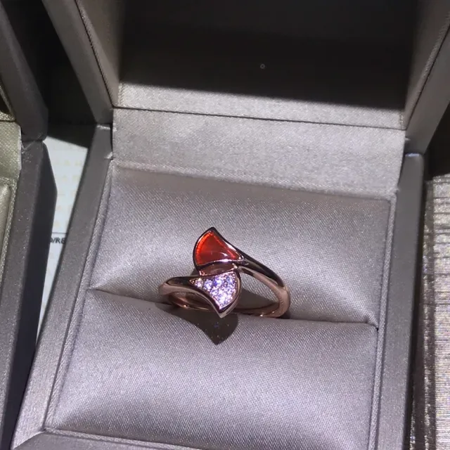 Cartier Red Gold Asymmetrical Open Band Pavé Diamond Triangle Ring 5