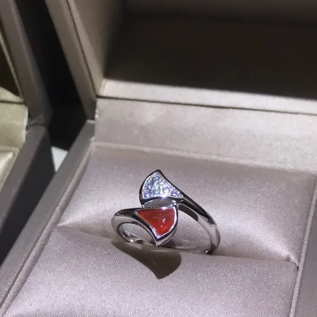 Cartier Red Gold Asymmetrical Open Band Pavé Diamond Triangle Ring 6