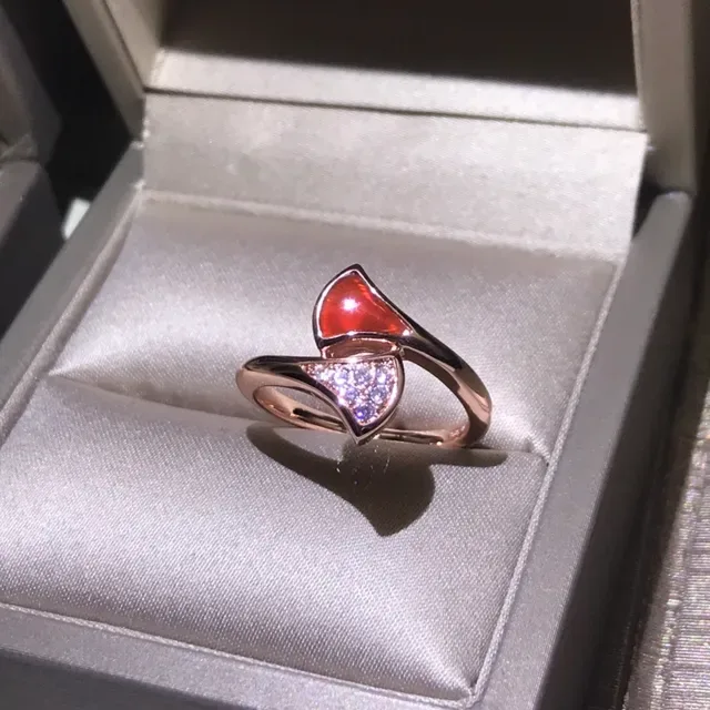 Cartier Red Gold Asymmetrical Open Band Pavé Diamond Triangle Ring 7