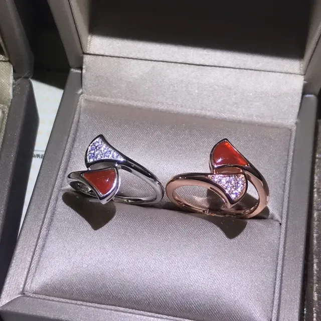 Cartier Red Gold Asymmetrical Open Band Pavé Diamond Triangle Ring 8