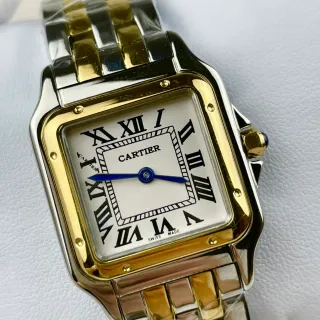 Cartier Santos Gold Silver Rectangular Case Two-Tone And Steel Mechanical Watch