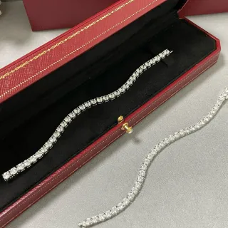 Cartier রূপা সোনা চ্যানেল-সেট একক সারি ব্রেসলেট