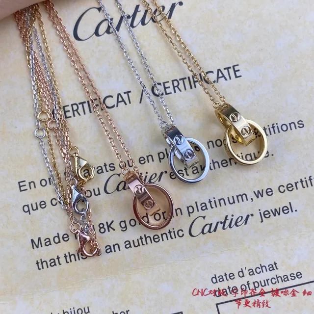 Cartier Trinity Interlocking Double Ring Gold Necklace 3