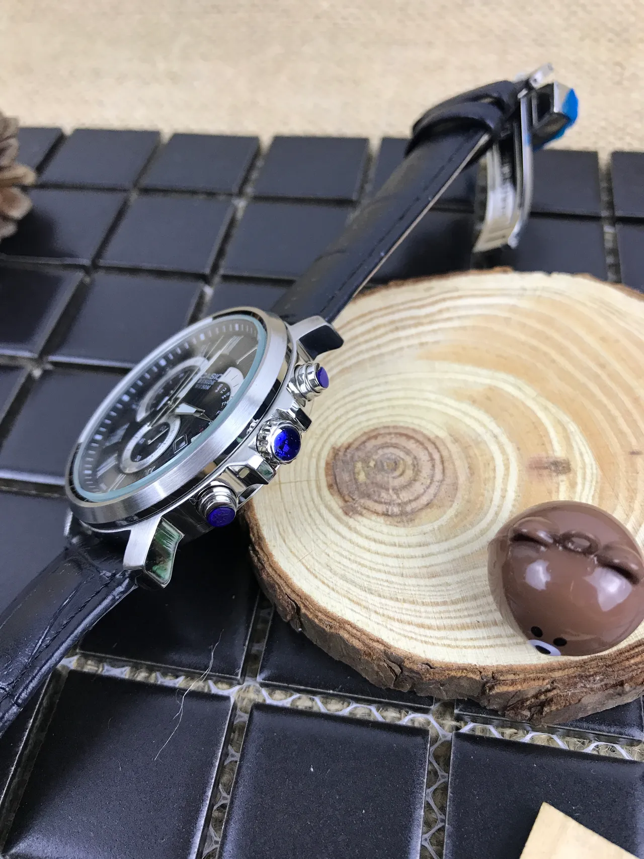 Casio Beside Chronograph 黑色表盘 镀金色点缀 石英表 7