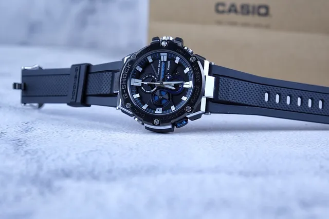 Casio কালো নীল রাগার্ড স্টেইনলেস স্টিল কেস রেজিন স্ট্র্যাপ ওয়াচ 3