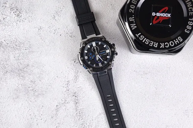 Casio কালো নীল রাগার্ড স্টেইনলেস স্টিল কেস রেজিন স্ট্র্যাপ ওয়াচ 4
