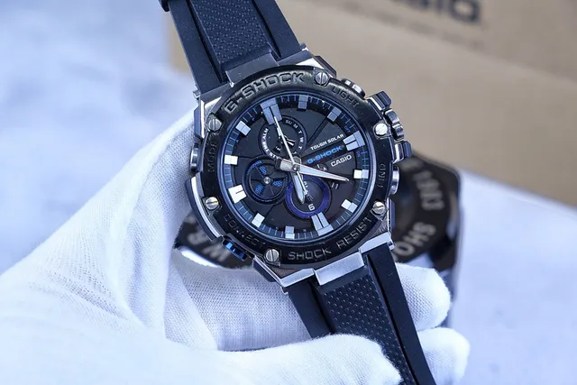 Casio কালো নীল রাগার্ড স্টেইনলেস স্টিল কেস রেজিন স্ট্র্যাপ ওয়াচ 7