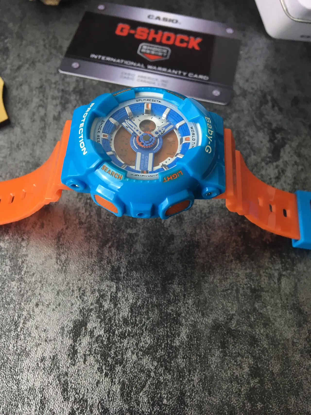 Casio Reloj Deportivo Híbrido Digital-Analógico con Carcasa de Resina Azul Naranja 4