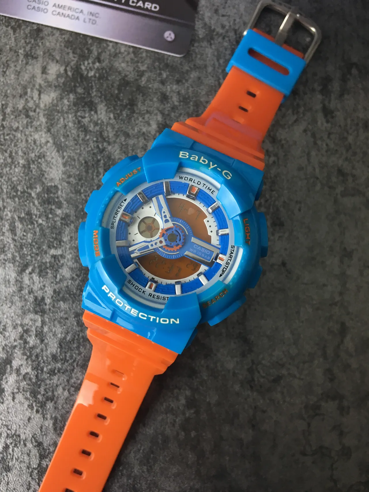 Casio Reloj Deportivo Híbrido Digital-Analógico con Carcasa de Resina Azul Naranja 5