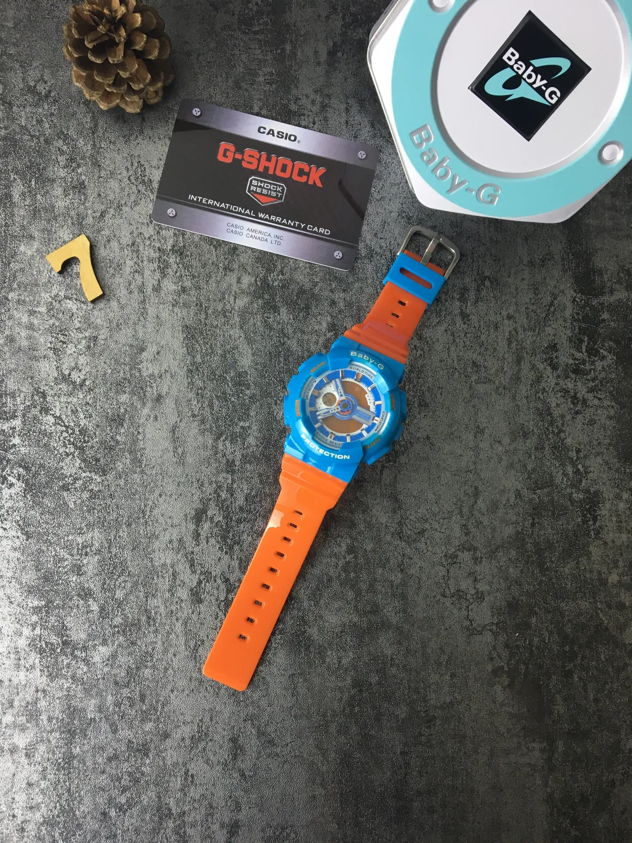 Casio Reloj Deportivo Híbrido Digital-Analógico con Carcasa de Resina Azul Naranja 6