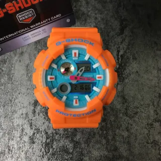 Casio G-Shock GA-110 Orange and Turquoise Sports Watch