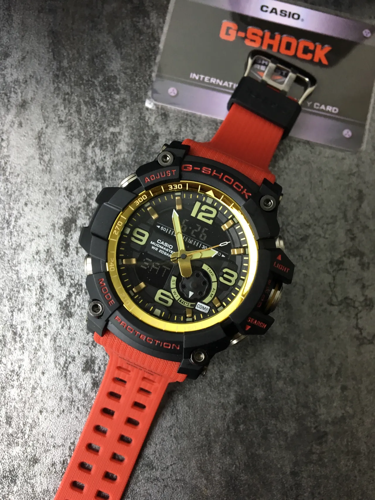Casio G-Shock Mudmaster काला सोना नारंगी खेलकूद घड़ी 4