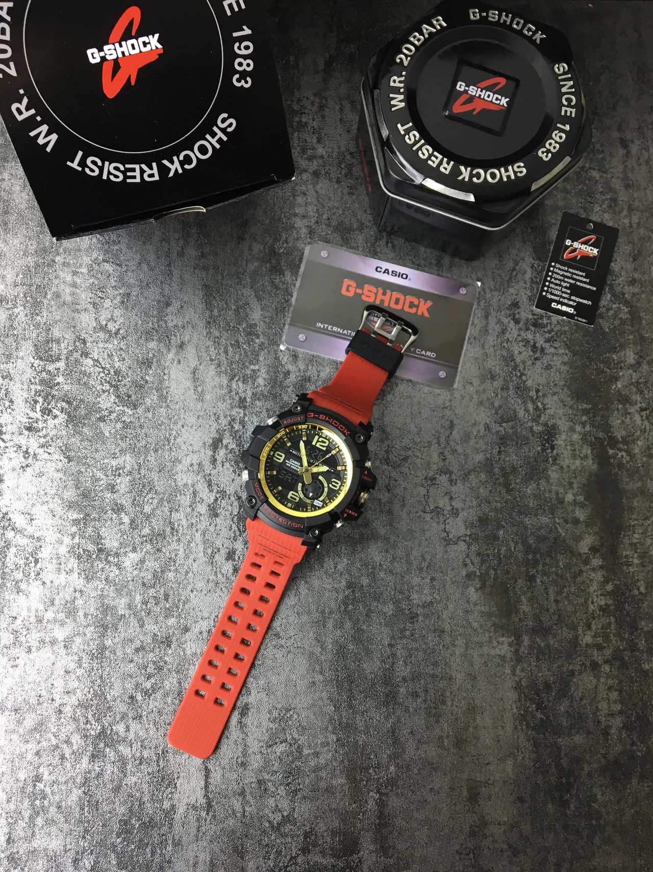 Casio G-Shock Mudmaster काला सोना नारंगी खेलकूद घड़ी 5