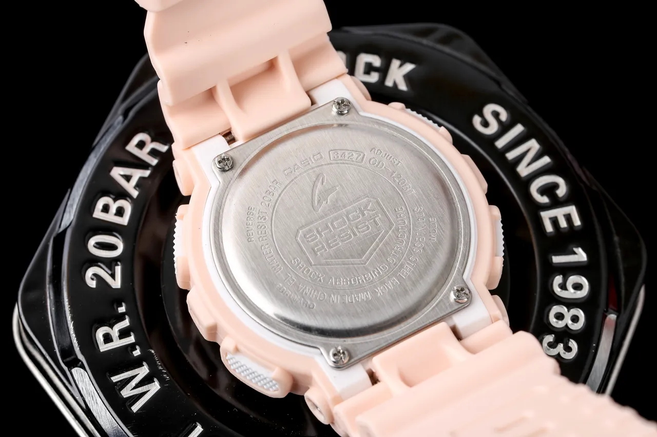 ক্যাসিও G-SHOCK গোলাপি সাদা দৃঢ় রেজিন নির্মাণ ডিজিটাল এলসিডি ডিসপ্লে কোয়ার্টজ ঘড়ি 4