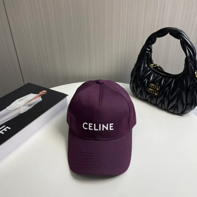 Celine Embroidered Logo Purple Baseball Cap 2