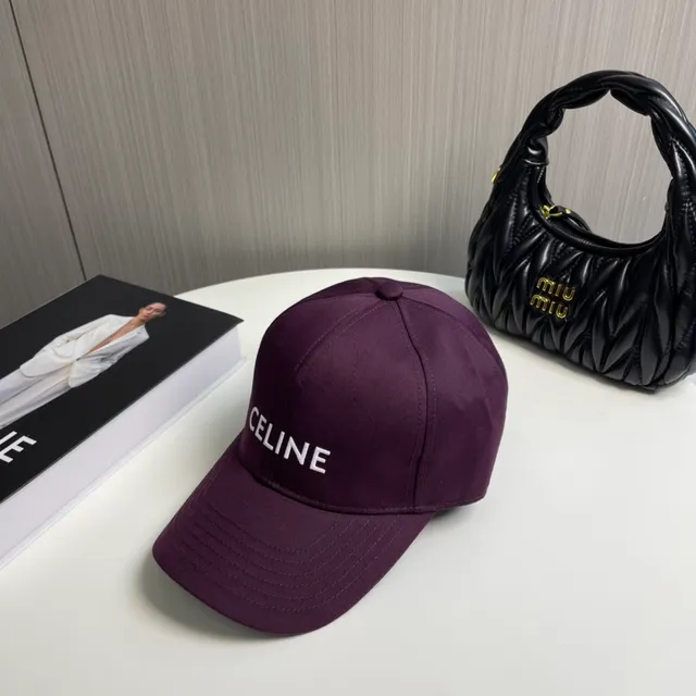 Celine Embroidered Logo Purple Baseball Cap 7