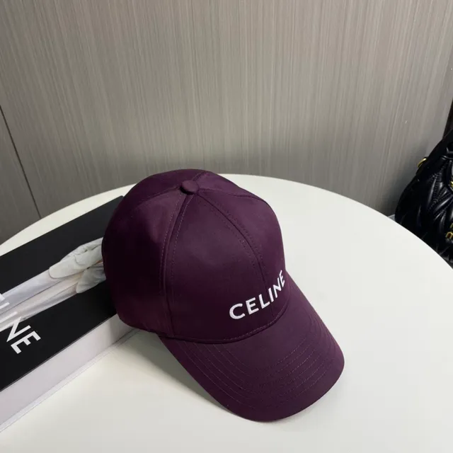 Celine Embroidered Logo Purple Baseball Cap 9