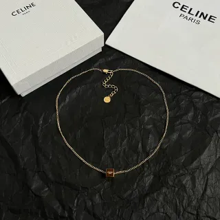 Celine سلاسل ذهبية كيرب قلادة مربعة ماركة